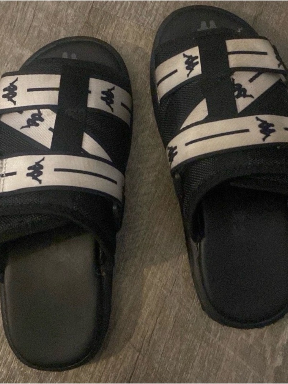 Kappa Kids Black and White Logo Slide Sandals
